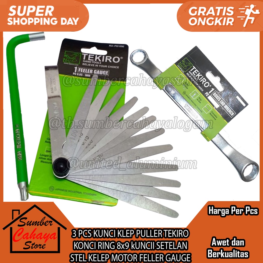 3 PCS KUNCI KLEP PULLER TEKIRO KONCI RING 8x9 FUKUNG KUNCII SETELAN STEL KELEP MOTOR FELLER GAUGE PE