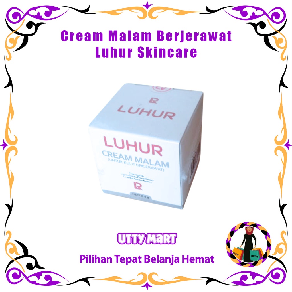 Cream Malam Jerawat Luhur Skincare Krim Malam Acne Berizin resmi BPOM Pencerah Kulit Wajah Berminyak