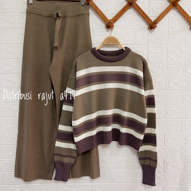 ONESET BICA SWEATER SETELAN CELANA KULOT RAJUT