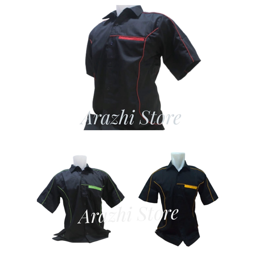 Seragam Kombinasi Seragam Kerja Pria Formal Hem Hitam Pria Kemeja Hitam Pendek Pria Baju Kantor Casu