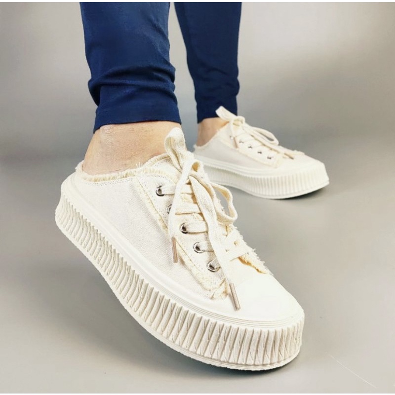 SNEAKERS WEDGES | SNEAKERS WANITA | SEPATU SELOP WANITA | SNEAKERS CASUAL 4CM - MECER WTS 1309