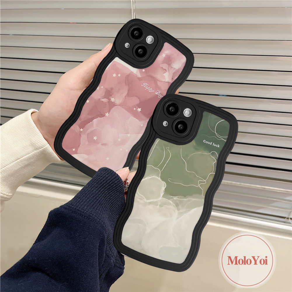 Casing Pasangan Cocok Untuk iPhone 11xr7 8 Plus 13 12 14 Pro Max 6 6s Plus 14plus X XS Max SE 2020lembut TPU Wavy Edge Halo Dyed Watercolor Star Lines Case