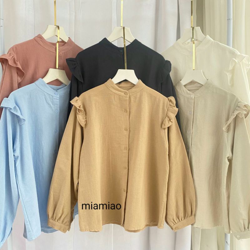 Kemeja Wanita Linen Oversize Yeonik Shirt Linen Angel E22