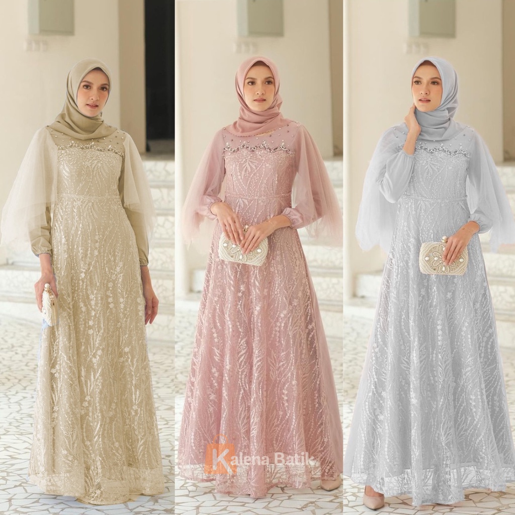 Gamis Brukat Modern Terbaru, Gamis Remaja Dress Wanita Dress Kondangan Lamaran Wisuda Lebaran 2022