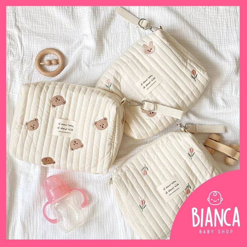 BIANCA - BEAR SERIES Tas Pouch Diaper Bag / Nappy Diaper Bag / Cosmetic Bag Premium Korea