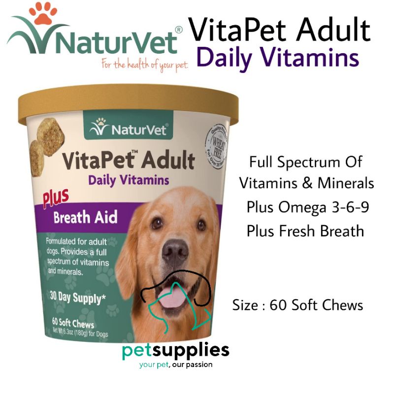 Vitamin Anjing NATURVET VITAPET ADULT Daily Multivitamin Made in USA