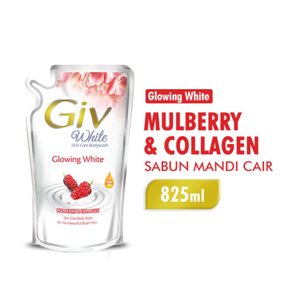 Giv White Sabun Mandi Cair Mulberry Pouch 825 ml