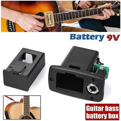 Holder Baterai 9V Case Kotak Penyimpanan Baterai Pickup 9V Equalizer Untuk Gitar Bass Akustik + Luba