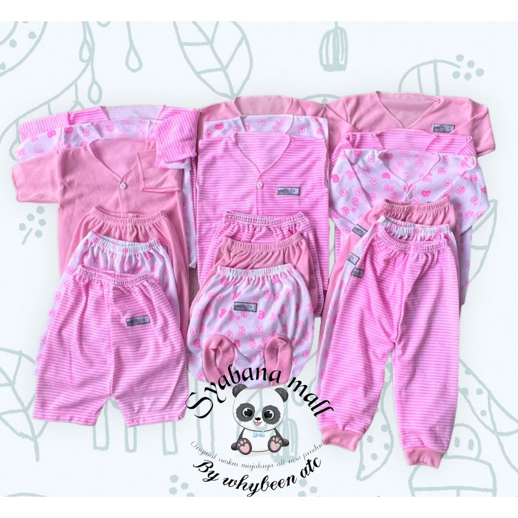 PERLENGKAPAN BAYI-18 pcs 3 pilihan warna paket lahiran bayi baju bayi dan celana bayi