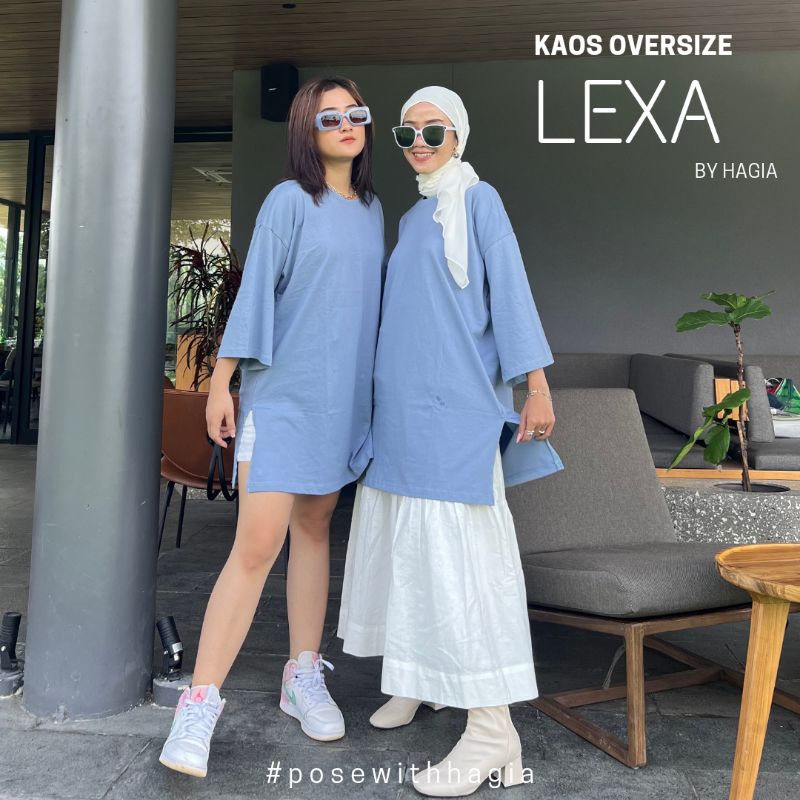 Lexa kaos oversize wanita top hijab basic by hagia kaos polos | baju atasan wanita | baju polos | oversize Hitam