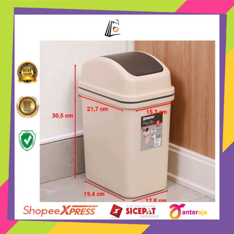 ACE - Krisbow 6 Ltr Tempat Sampah  Plastik Krem/Tempat Sampah