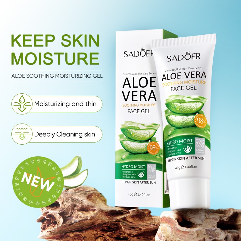 Aloe Vera Gell Soothing Moisturizing Aloevera Gel 40g Menenangkan Kulit Berjerawat Menyegarkan Menghidrasi Setelah Perbaikan Matahari