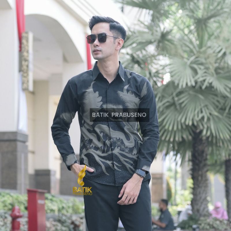 Baju Kemeja Batik Pria Lengan Panjang Slim Fit Premium Modern Full Furing