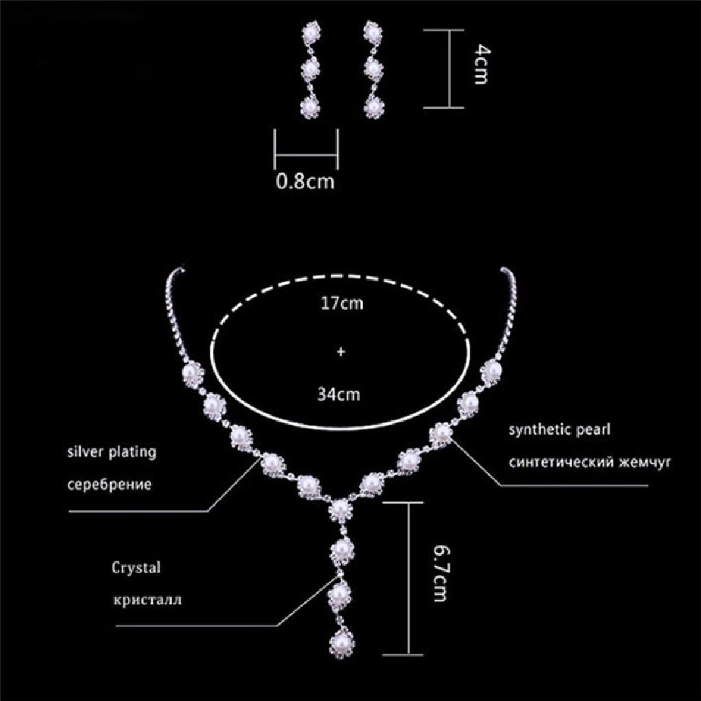 /Fashion Hot// Fashion// Set Perhiasan Pernikahan Pengantin Set Sederhana Kristal Kalung Anting Gelang Set.