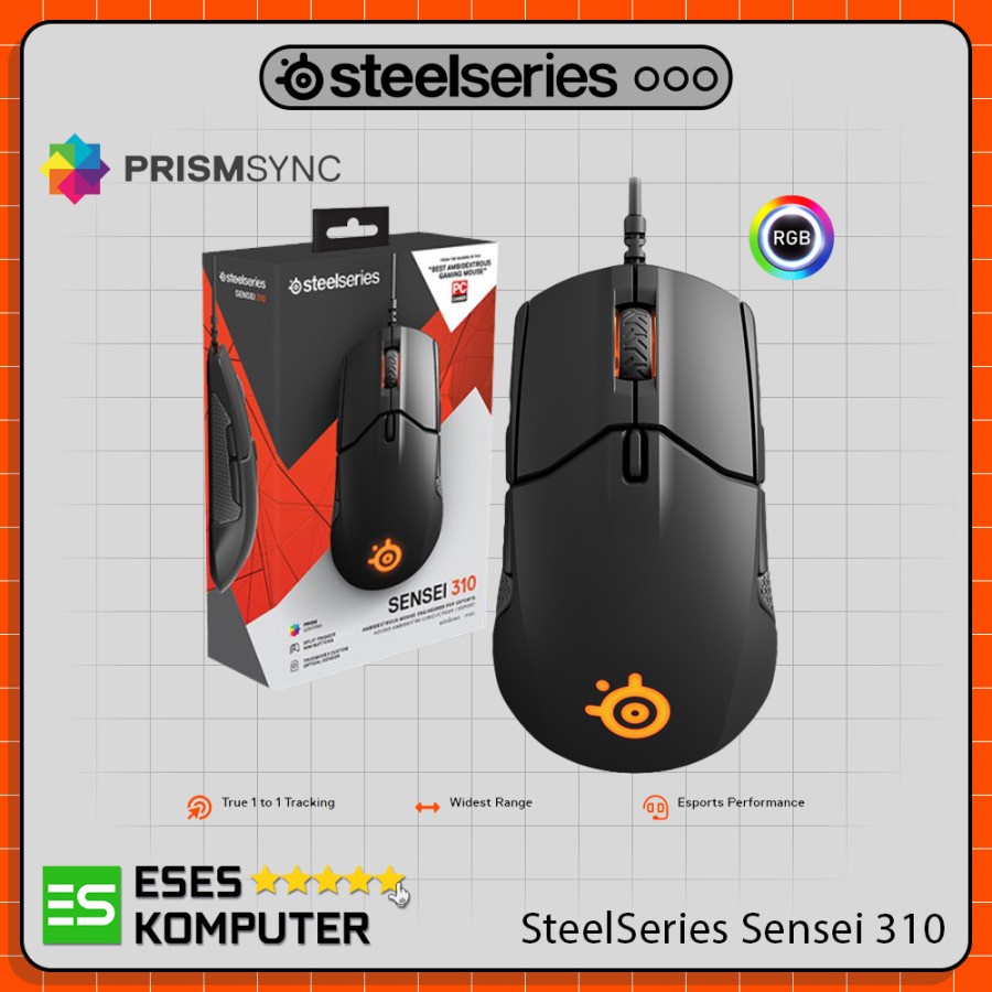 Mouse SteelSeries Sensei 310 Black TrueMove3 Sensor - Gaming - RGB