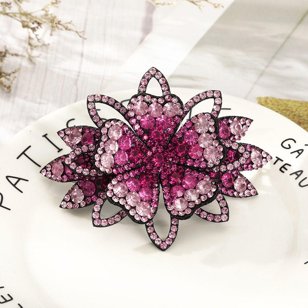 Mxbeauty Wanita Klip Rambut Elegan Berkilau Shiny Flower Headwear Ponytail Holder Berlian Imitasi Alloy Multi-Warna Klip Rambut Ekor Kuda