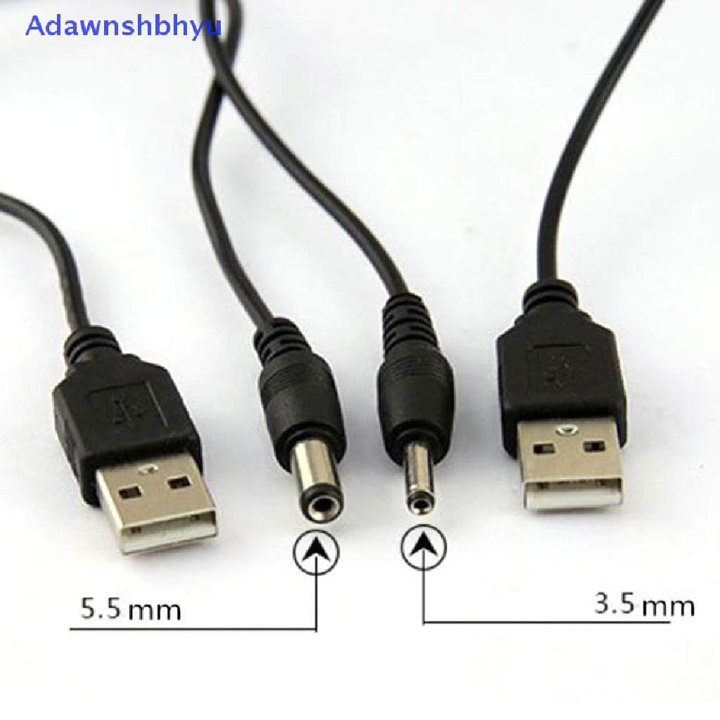 Adhyu USB Port to 2.5 3.5 4.0 5.5mm 5V DC Barrel Jack Kabel Listrik Cord Connector Black ID