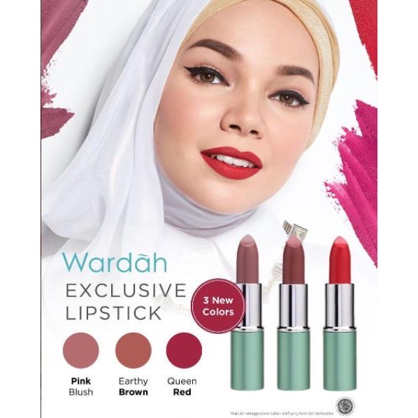 WARDAH Exclusive Moist Lipstick Indonesia / 3.5g With Vitamin E And Aloe Vera Extract / Smooth Texture Intense Color And Moisturize Lips / Warna Intense Glosy Finish Melembabkan Moisturizing / Cosmetic Makeup Make Up Series / Lip Matte Cream Lipstik Bibir