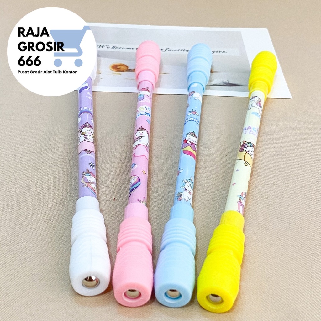 

pulpen tongkat putar magnet UNICORN pen bolpen kreatif spinner lucu