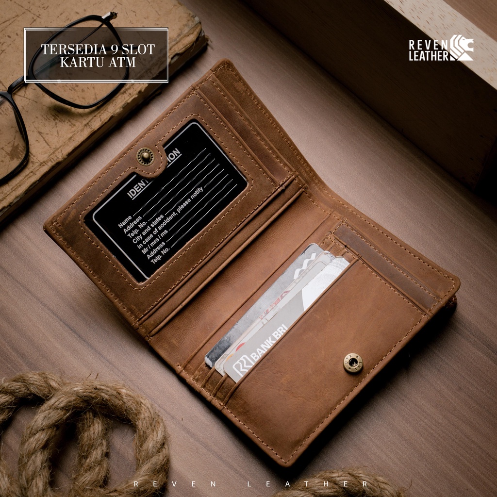 Dompet Kulit Wallet Pria Cowok Asli Original Branded Import Premium Keren Cowo Reven GLORY