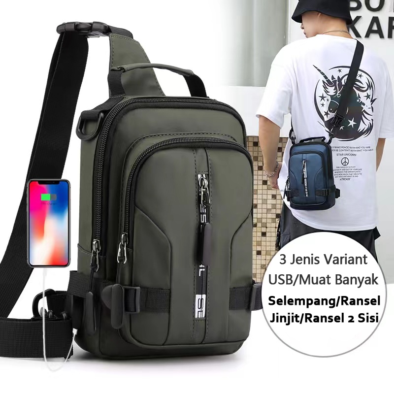 COD Highland Tas Slempang Waistbag Pria Tas Selempang Cowok Sling Bag Pria Waterprof IMPORT TS704