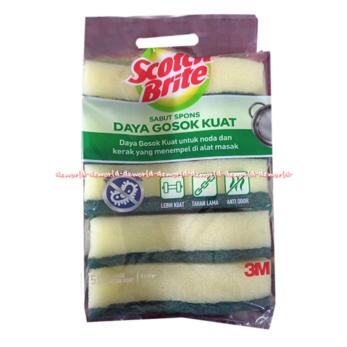 Scotch Brite Sabut Spons 3pcs Daya Gosok Kuat Isi 3spon Skotch Brait Sponge Sabut Cuci Piring Dish Washing Soap ScotchBrite Spon Sponges