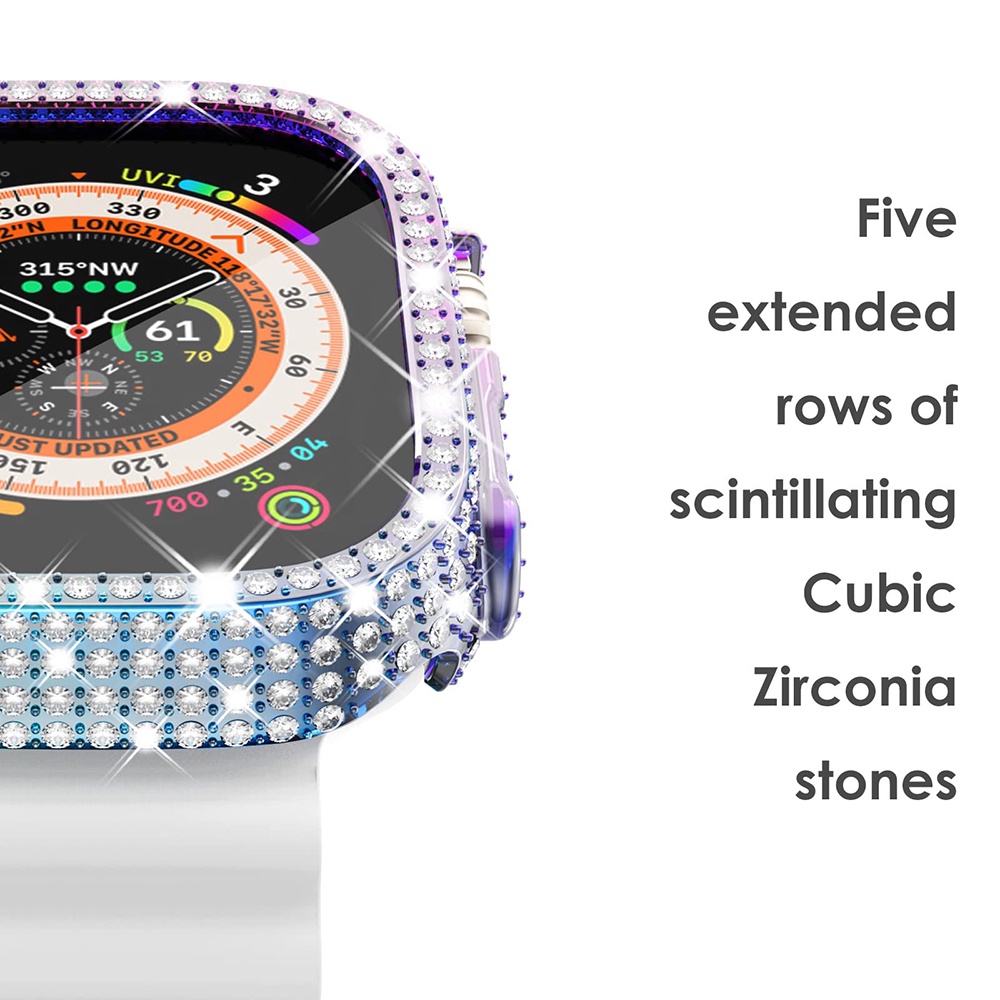 Diamond Case for Apple Watch Ultra8 49mm Bling Bumper Pelindung IWatch Series 8pc Cover Aksesoris Wanita Bingkai Kristal