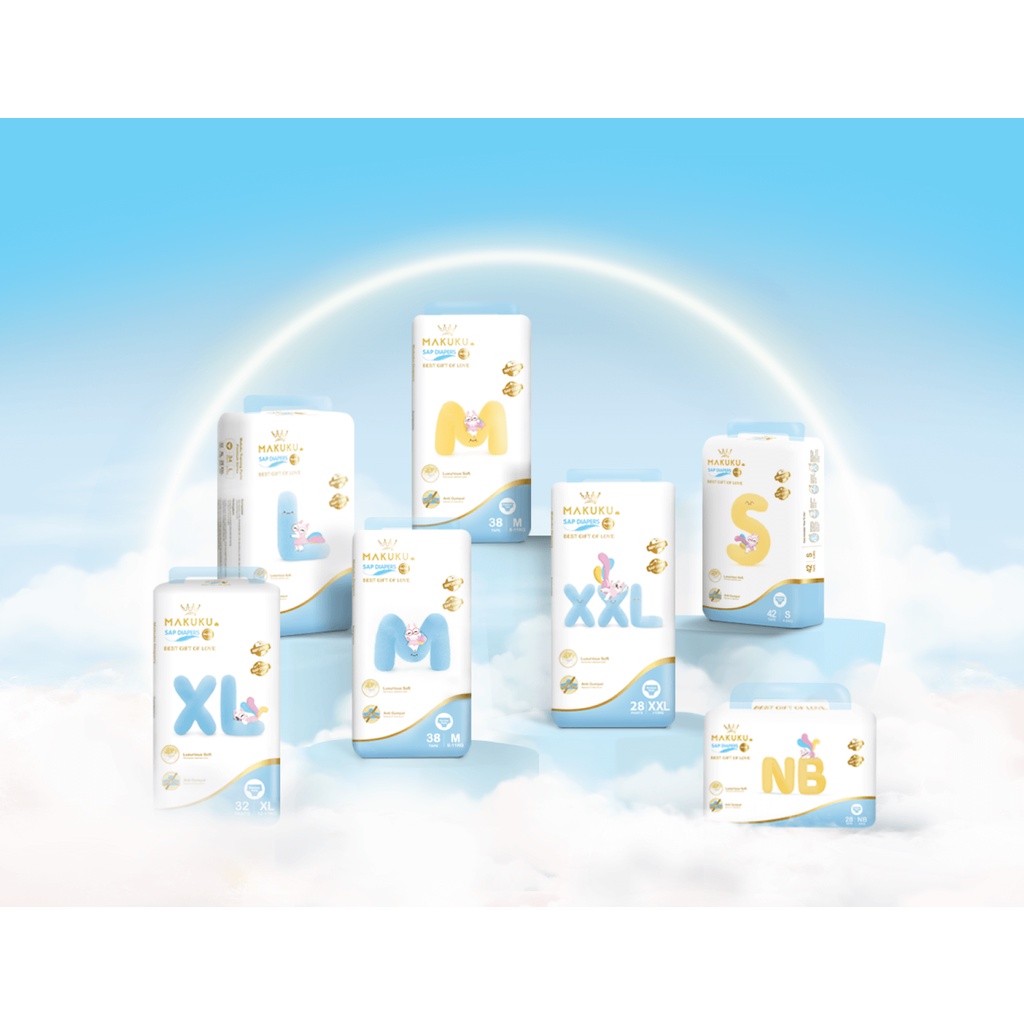 MAKUKU SAP DIAPERS PROCARE NB28 TAPE| S42 TAPE | M 36TAPE| M36 | L34|XL 32|XXL 28PANTS