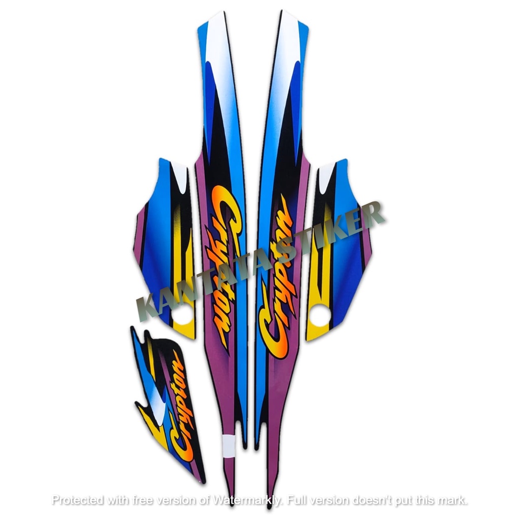 stiker striping motor yamaha crypton 2000 biru-kuning
