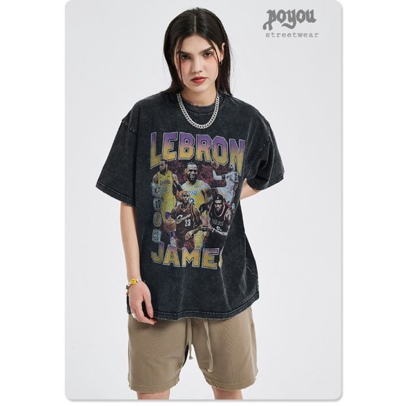 kaos oversize unisex &quot;james&quot; gaya Korea retro streetwear baju tshirt pria dan wanita