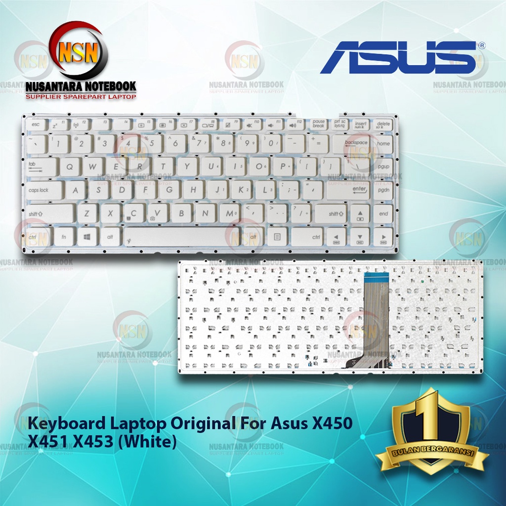 Keyboard Original Laptop Asus For X450 X451 X453 Kabel Pendek (White)