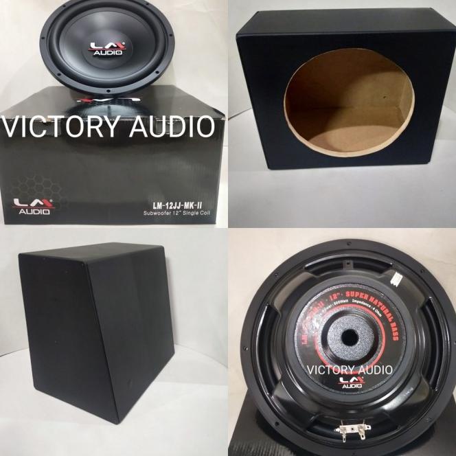 Paket Audio Mobil Subwoofer Plus Box Speaker Hitam Merk Lm-12Jj-Mk-2