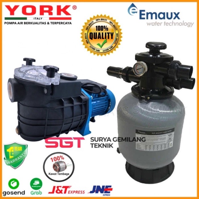 Mesin Pompa Air Kolam Renang 1 Hp York Italy Sand Filter Emaux V350