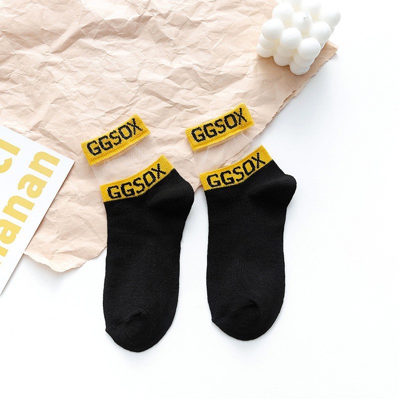 KAOS KAKI WANITA TRANSPARAN GGSOX KAUS KAKI TRANSPARAN MODEL KOREA - Hitam