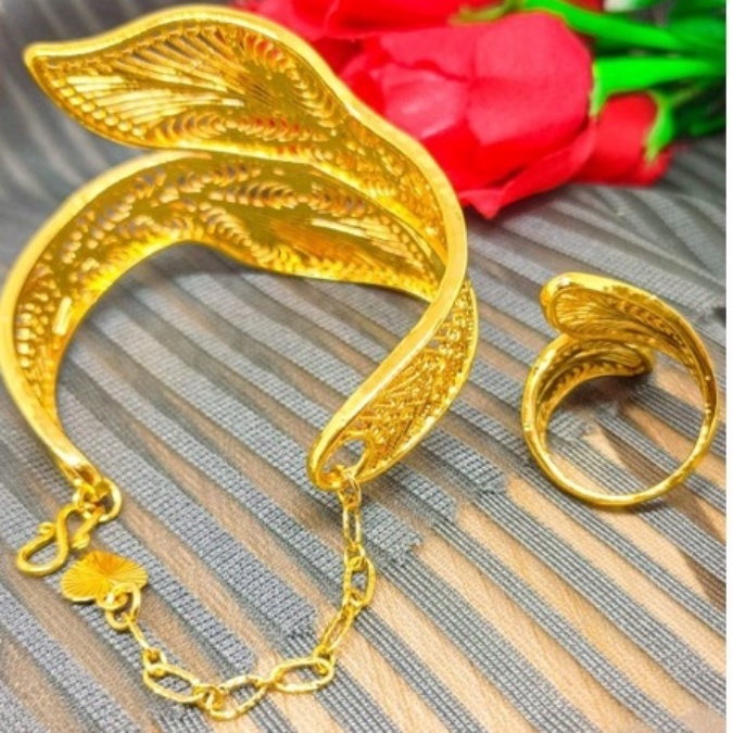 Gelang Tangan Dubai Lapis Emas 24k Model daun