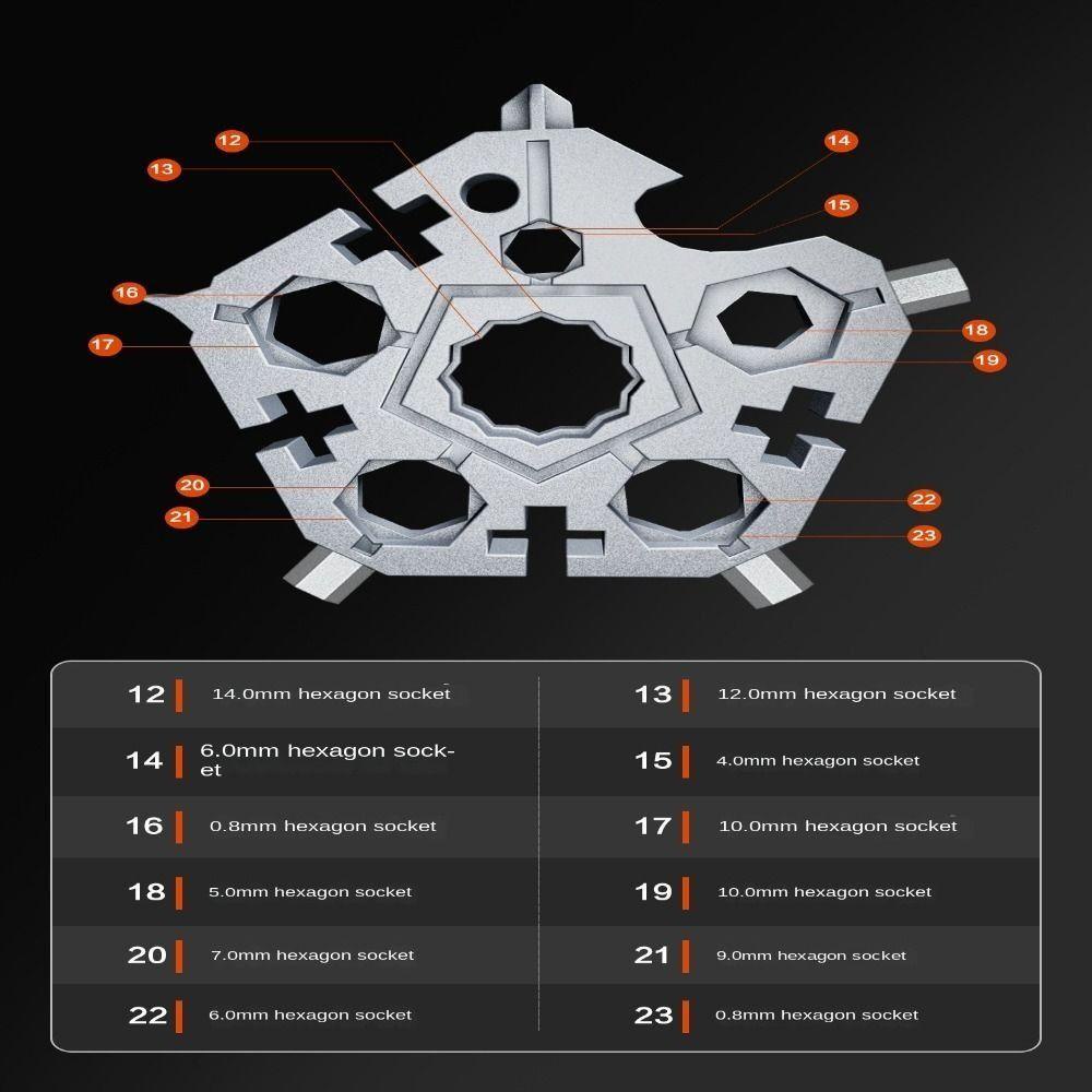 [Elegan] Snowflake Spanner 23in1 Multi-Fungsi Gantungan Kunci Outdoor Survive Alat Pembuka Botol Camp Salju Spinner Spanner