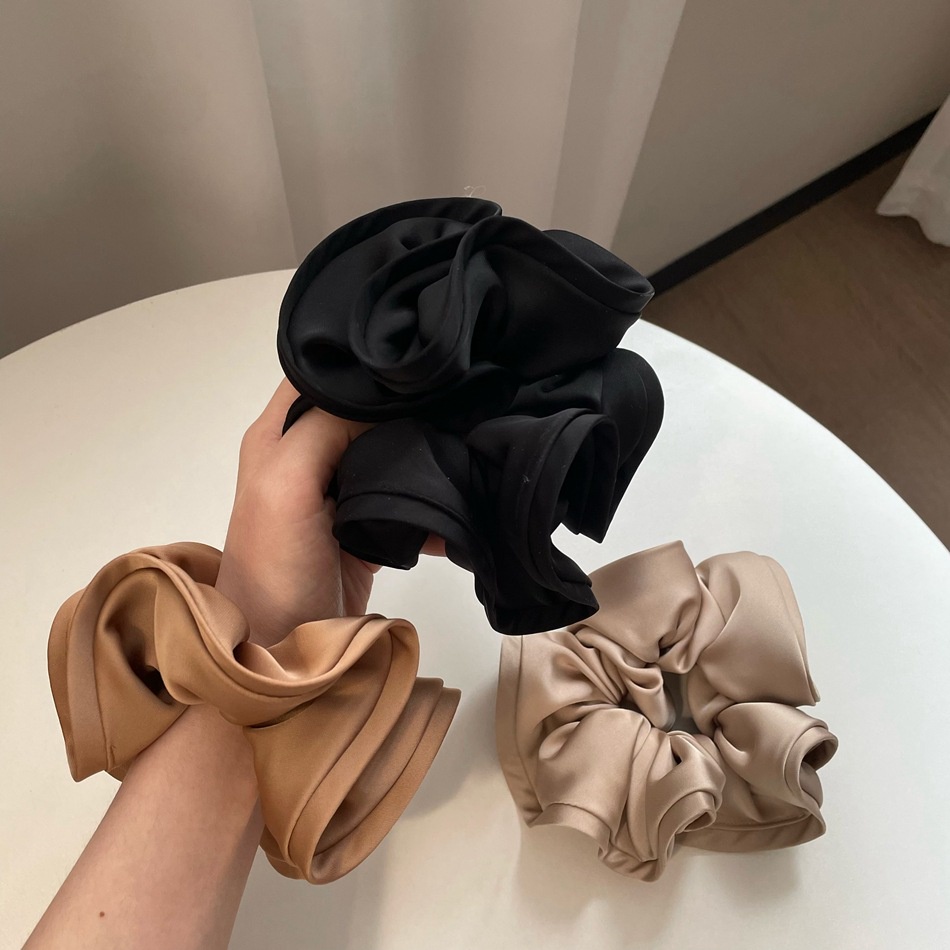 FRENCH BIG RING SCRUNCHIE HAIR TIE KARET IKAT RAMBUT SILK SATIN WARNA POLOS COKELAT HITAM HIJAU ABU-ABU MERAH BESAR KOREA KOREAN SCRUNCHIES PITA