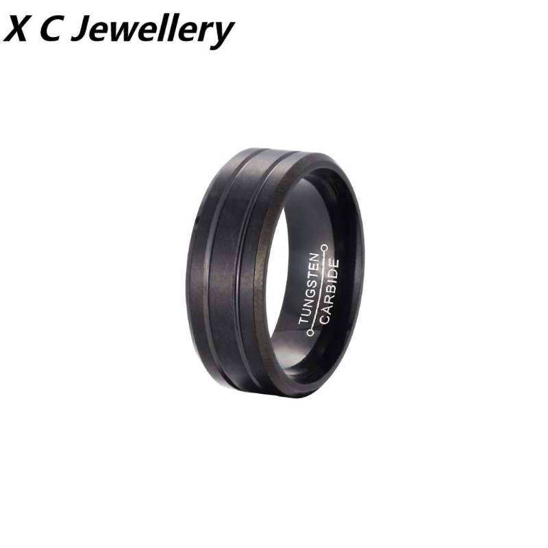 [X C jewelry] Vintage fashion Pria Anti Karat Cincin Hitam Aksesoris Perhiasan Pesta