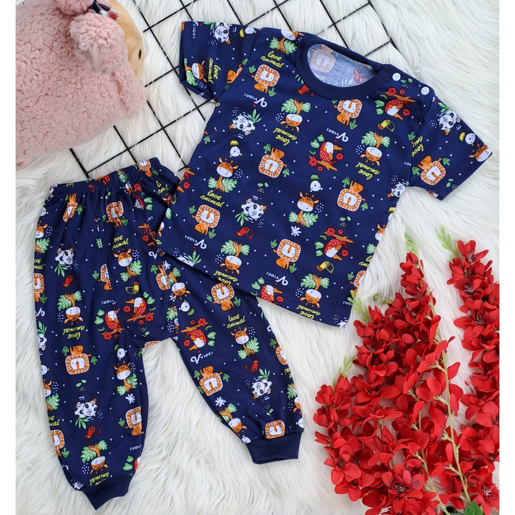 stelan baju bayi lucu murah motif PRINTING DZAKIRA setelan PENDEK PANJANG 3-18 bulan CELANA PAMPERS (ONE SIZE)