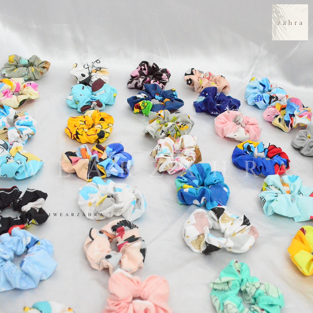 SCRUNCHIE KARTUN -  Ikat Rambut Motif Kuncir Anak Perempuan Kunciran Aksesoris Rambut Lucu