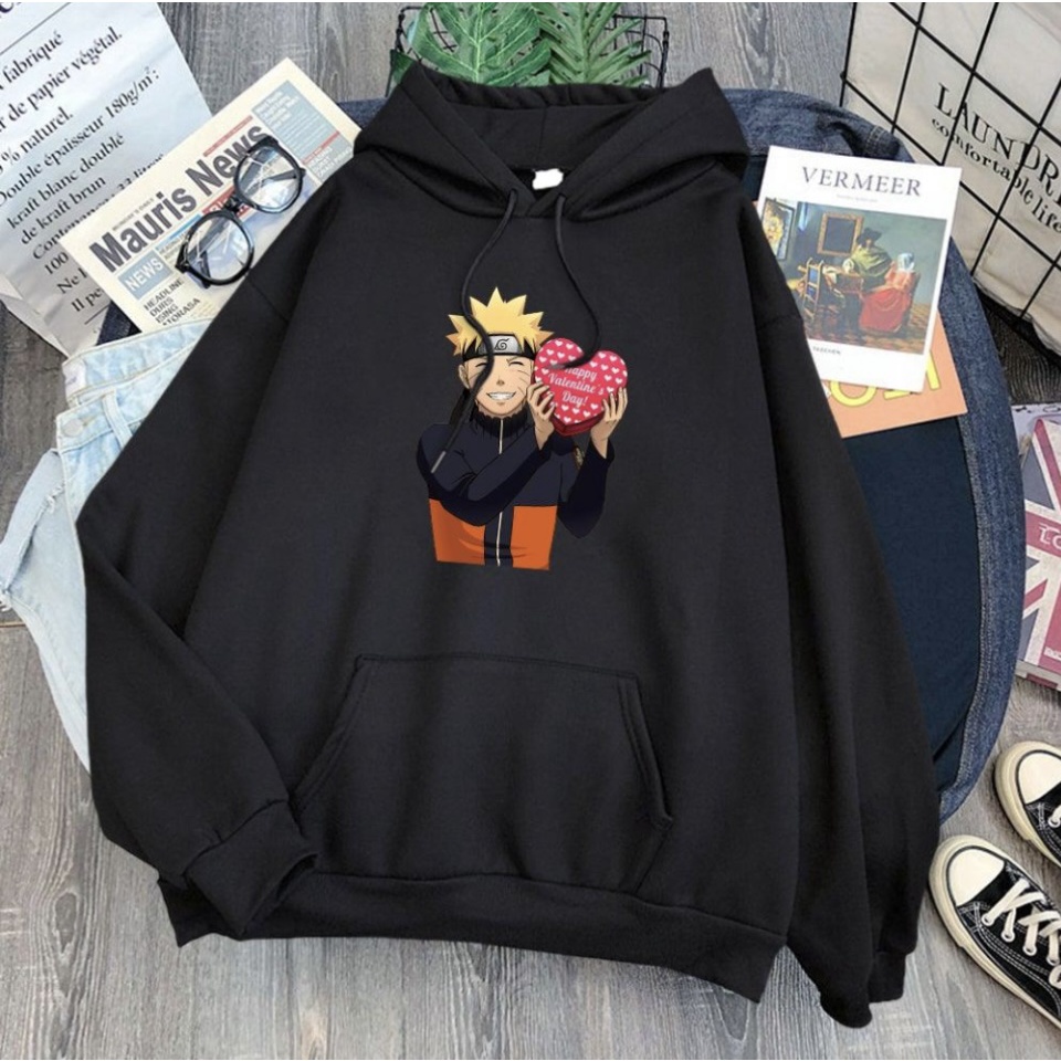 NARUTO Love anime Jumper Hoodie II  Sweater Hoodie Trendy II Sweter Oblong Topi Sz M - XL ( Pria &amp; Wanita / Anak &amp; Dewasa )