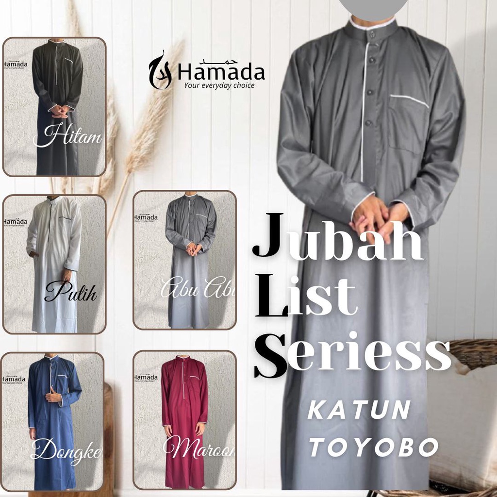 JUBAH PRIA ALA AL HARAMAIN LOKAL GROSIR MURAH POLOS EXCLUSIVE BRAND HAMADA LENGAN PANJANG MURAH