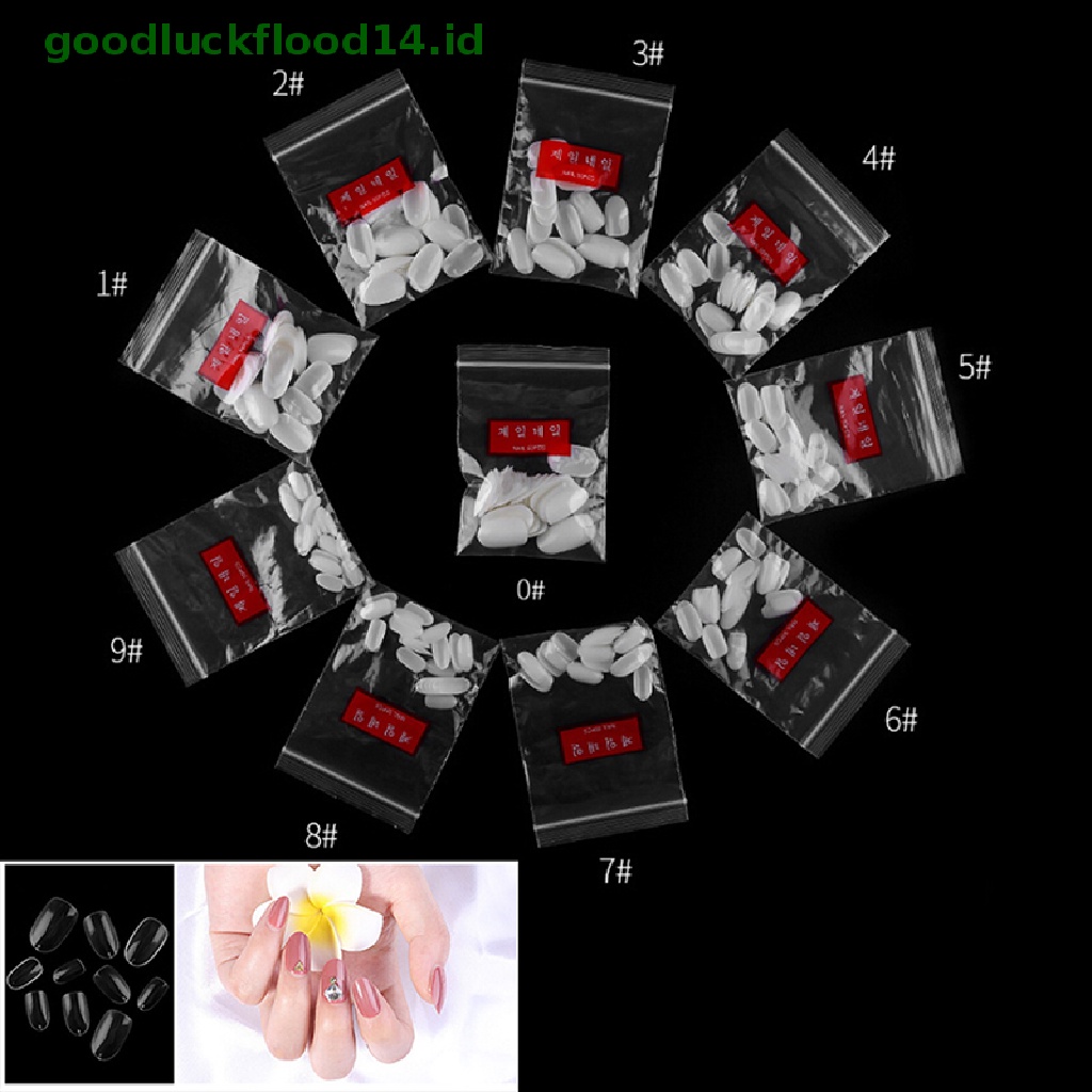 [GOOGFOUR] 500pcs Short Ellipse Full Cover Fake Kuku Palsu Tips Acrylic Gel Manicure Set [TOP]