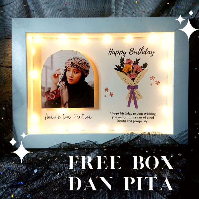 KAWAII.GIFUTO BINGKAI FOTO CUSTOM/KADO BINGKAI LAMPU/KADO ULANG TAHUN/KADO UNIK/KADO PACAR/KADO