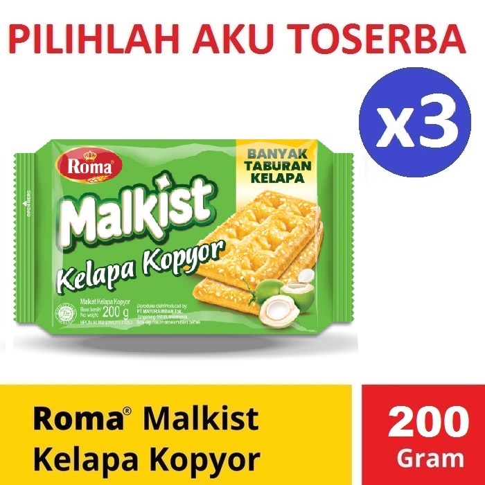 Biskuit Roma Malkist KELAPA KOPYOR 200 gr - ( HARGA PAKET ISI 3 )