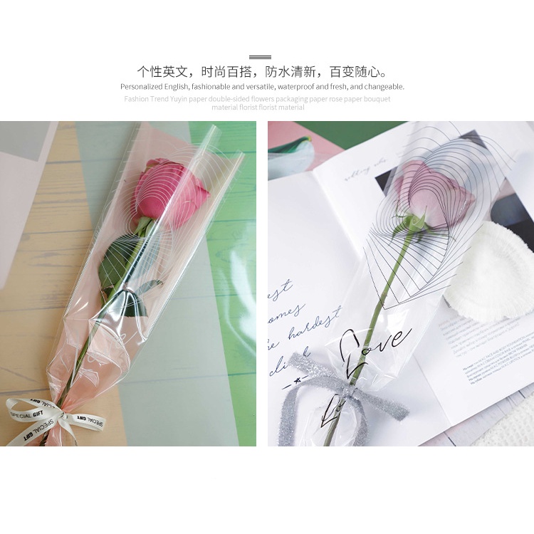 Plastik Bunga Single Rose Wrapping Flower( Jual tanpa bunga) Plastik Bunga Mawar Plastik Pembungkus Bunga Bijian Plastik