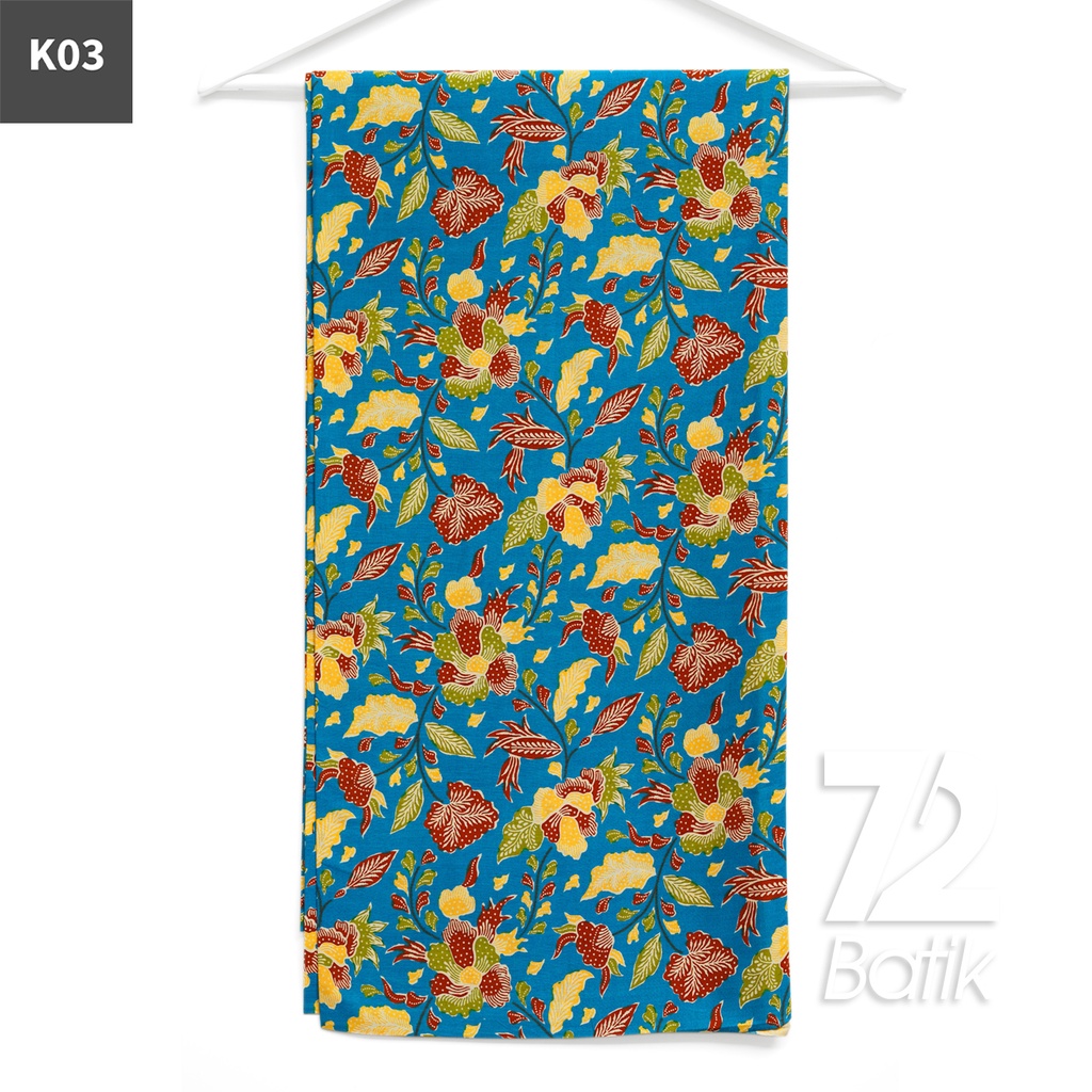 KAIN BATIK KATUN Premium Motif Kembang Pastel Warna Biru 722970 Cap 72IL Jarik Jarit Samping Kebat Panjang Batik Katun Modern Premium Bahan Seragam Batik Pernikahan Kantor Keluarga Murah Kamen Jadi Batik Bali Lembaran