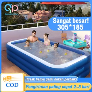 Image of 【Ready stock】kolam renang anak /kolam renang anak tiga cincin/Kolam Renang Keluarga Tiup Besar【305*185*60】/mainan kolam renang anak/dengan pompa udara/anak-anak renang outdoor alat/kolam renang karet/Kolam Mandi Bola Inflatable Pool 3meter Kolam