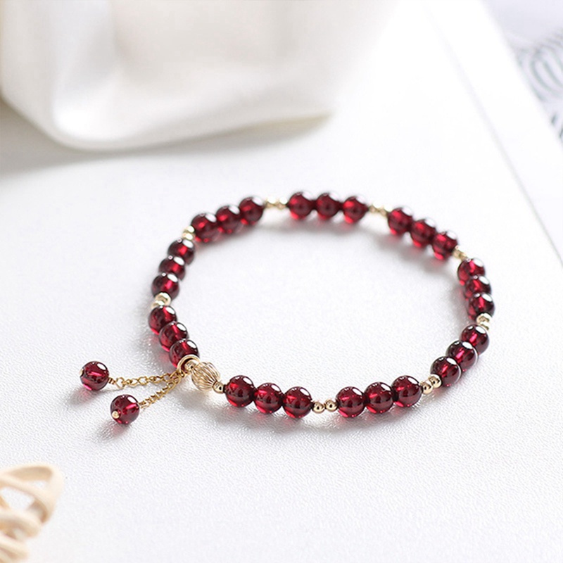 Gaya Baru Cahaya Mewah Desain Niche Fashion Kristal Garnet Gelang Wanita