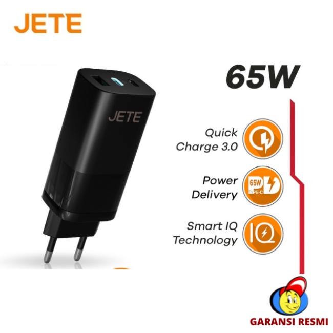 Adaptor Charger JETE E5 65W Fast Charging 3 USB Port